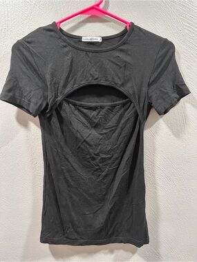 Algalaround Black Short Sleeve Cutout Tee
